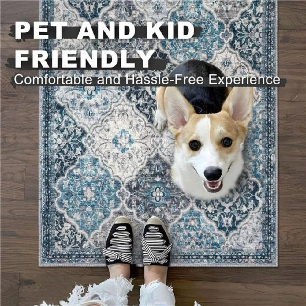 2x3 Small Area Rug, Moroccan Entryway Rugs Indoor Vintage Washable Rug Non-Slip